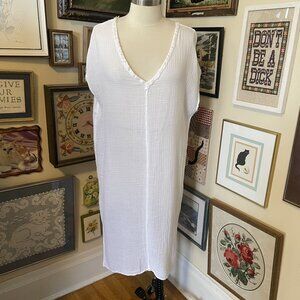 Michael Stars Womens White 100% Cotton V-Neck Sleeveless Summer Dress Size M